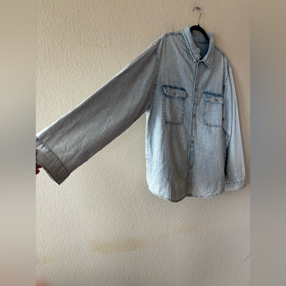 FRAME designer snap button down Cotton Denim long sleeve‎ shirt XXL - Picture 2 of 9